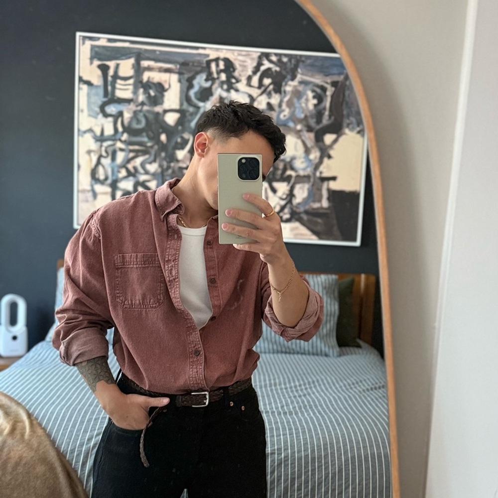 Cropped 90s style red button up
